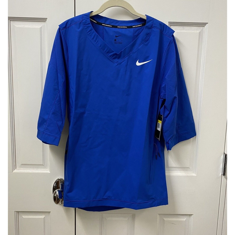 Nike Mens Hot Baseball Jacket Windbreaker Size S Royal Blue Elbow Sleeves NEW